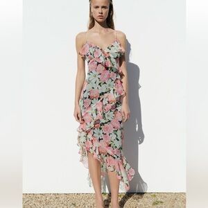 Zara Ruffle Printed Dress NWT